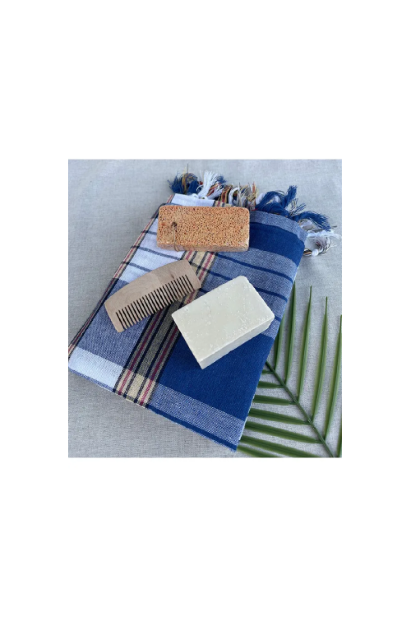 Damat Banyo Hamam 5'li Set, Peştemal Kese Sabun Ponza Tarak