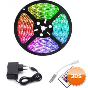 RGB Şerit LED 5 Metre 16 Renkli Kumandalı Adaptörlü