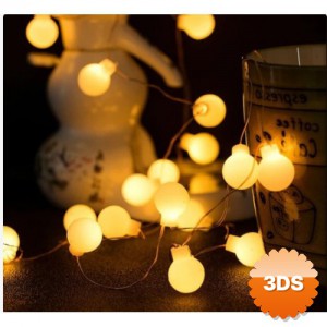 3 Metre 20 LED Beyaz Top Gün Işığı Pilli 2 Kademeli