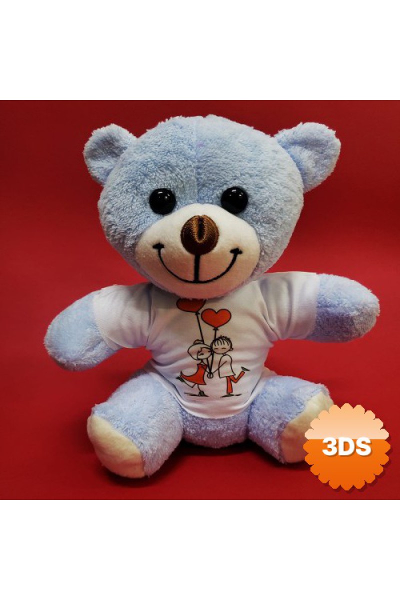Mutlu Sevgililer Temalı Tişörtlü Peluş Ayıcık 25 cm