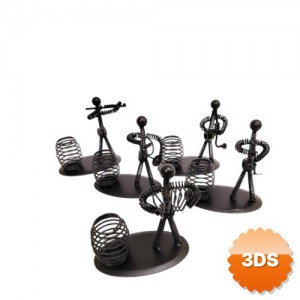 Dekoratif Metal Adam Müzisyen Kalemlik, 13x11x6 cm