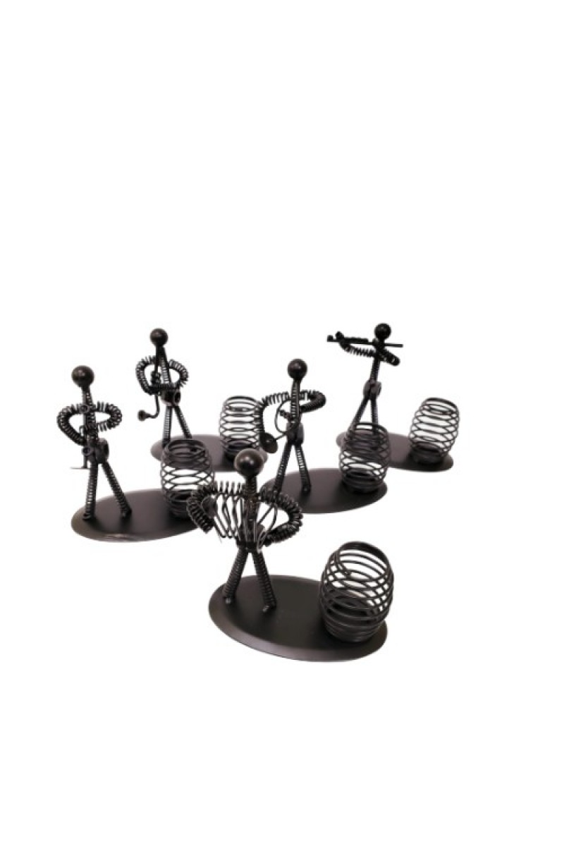 Dekoratif Metal Adam Müzisyen Kalemlik, 13x11x6 cm
