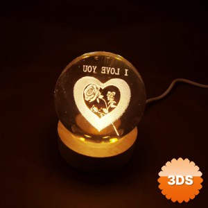 Işıklı Cam Küre I Love You Temalı