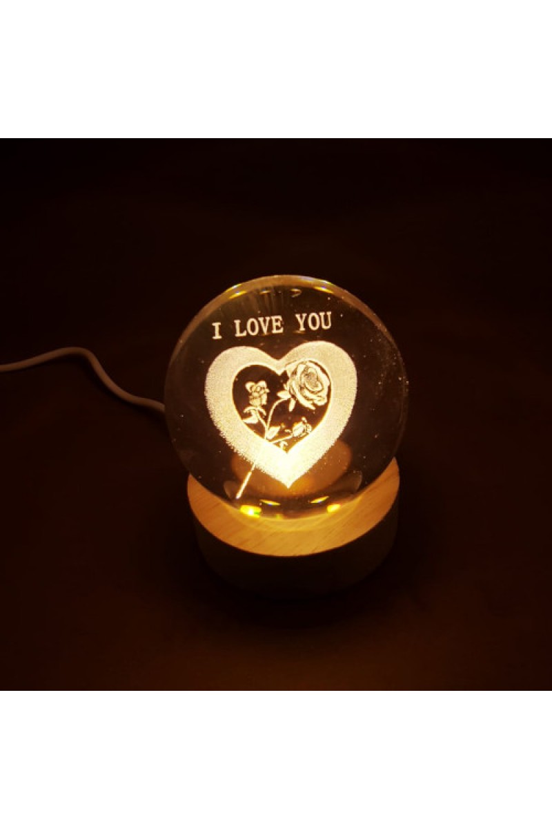 Işıklı Cam Küre I Love You Temalı
