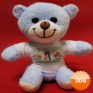 Tişörtlü Mavi Ayı, 25 cm Mutlu Aşıklar Temalı Peluş