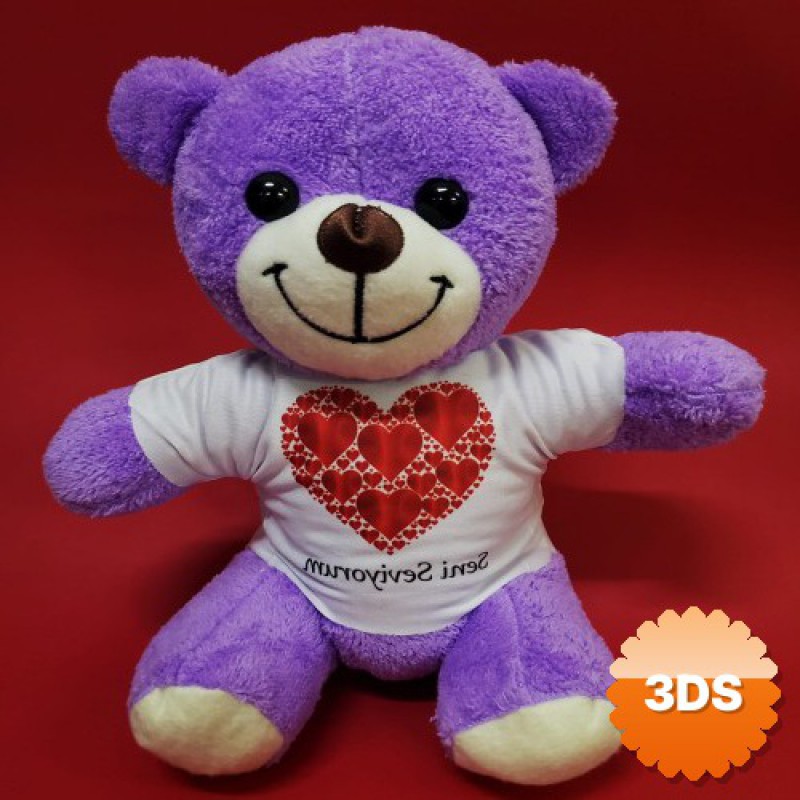 Seni Seviyorum Baskılı Tişörtlü Peluş Ayıcık 25 cm
