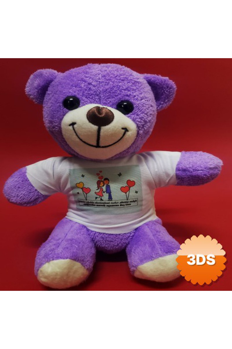 Mutlu Aşıklar Temalı Tişörtlü Peluş Ayıcık 25 cm