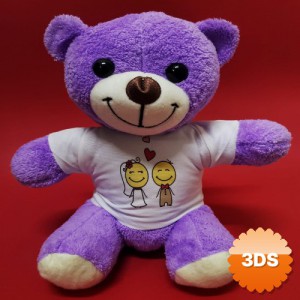Aşık Çiftler Tişörtlü Mor Peluş Ayıcık
