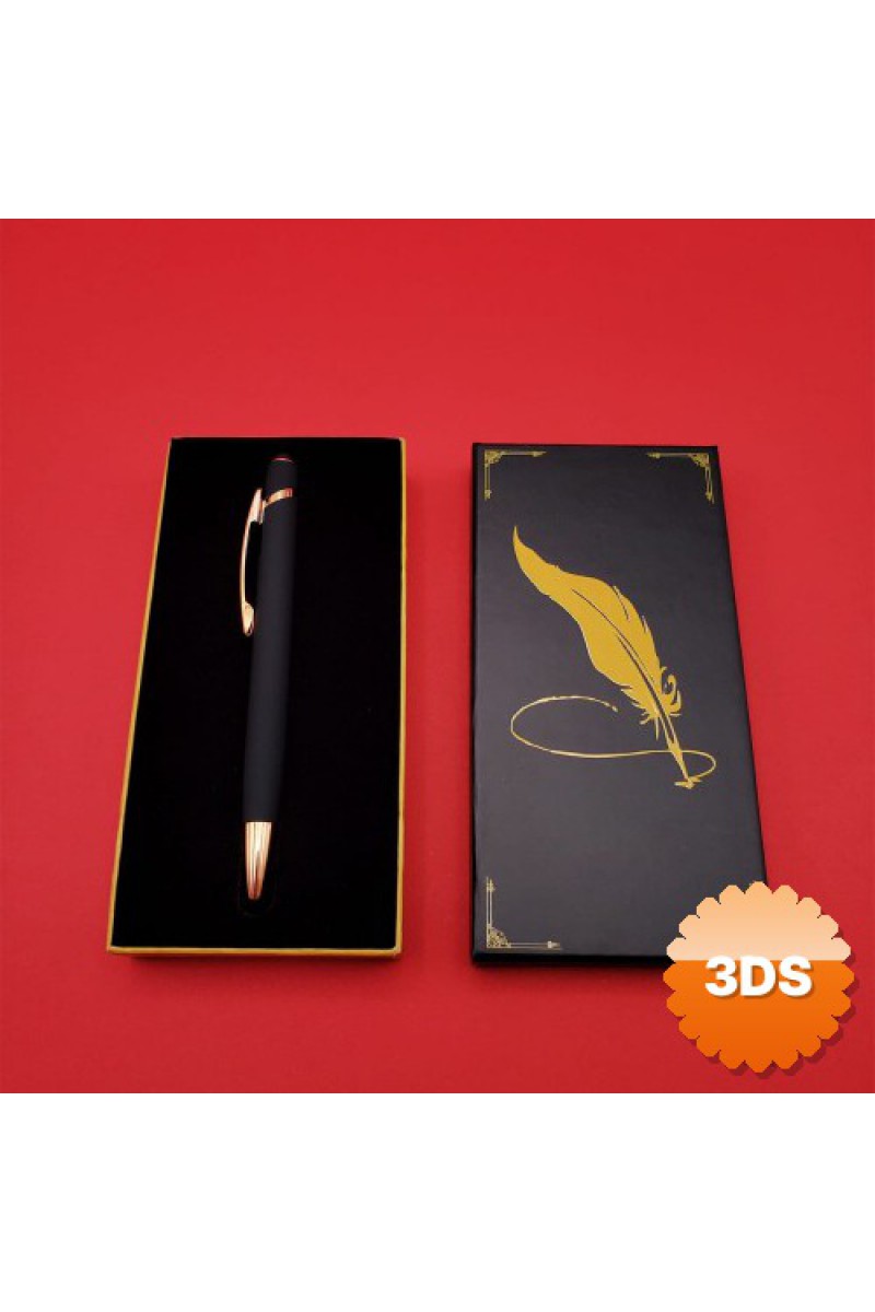 Siyah Rubber Kalem, Touchpen Özellikli Kutulu Metal Kalem
