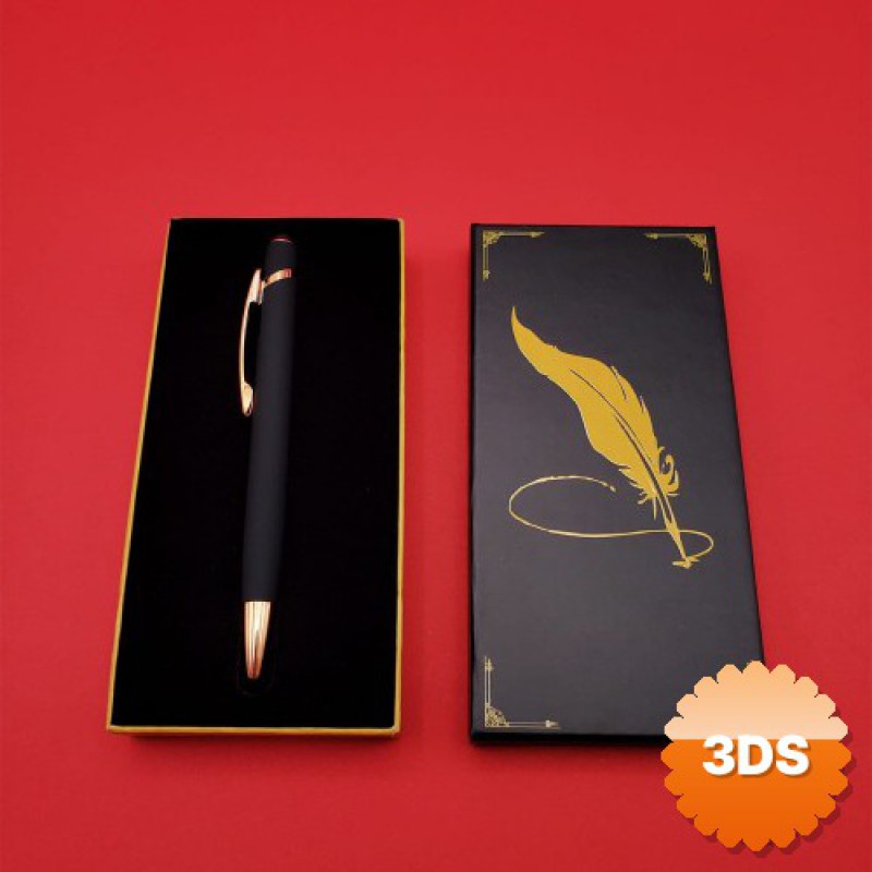 Siyah Rubber Kalem, Touchpen Özellikli Kutulu Metal Kalem
