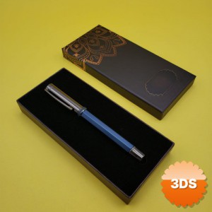Lacivert Roller Metal Kalem Mandala Desenli Kutulu