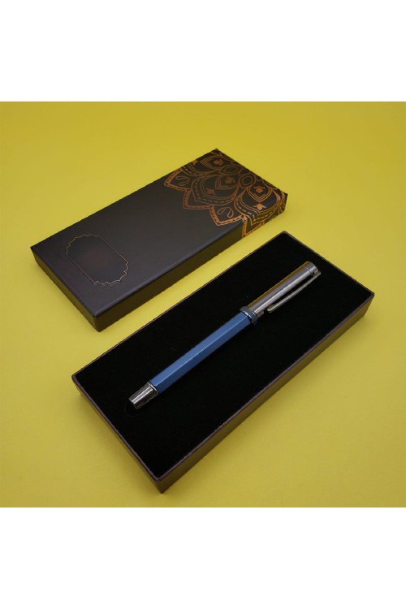 Lacivert Roller Metal Kalem Mandala Desenli Kutulu