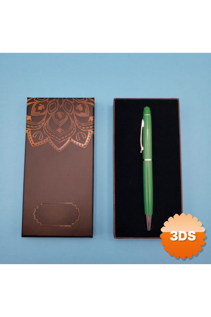 Tükenmez Kalem Yeşil Touchpen Mandala Desenli Kutulu