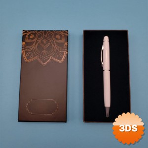 Beyaz Tükenmez Touchpen Kalem Mandala Desenli Kutulu