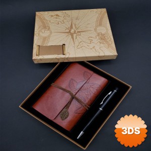 Kahverengi Deri Defter ve Siyah Touchpen Kalem Seti