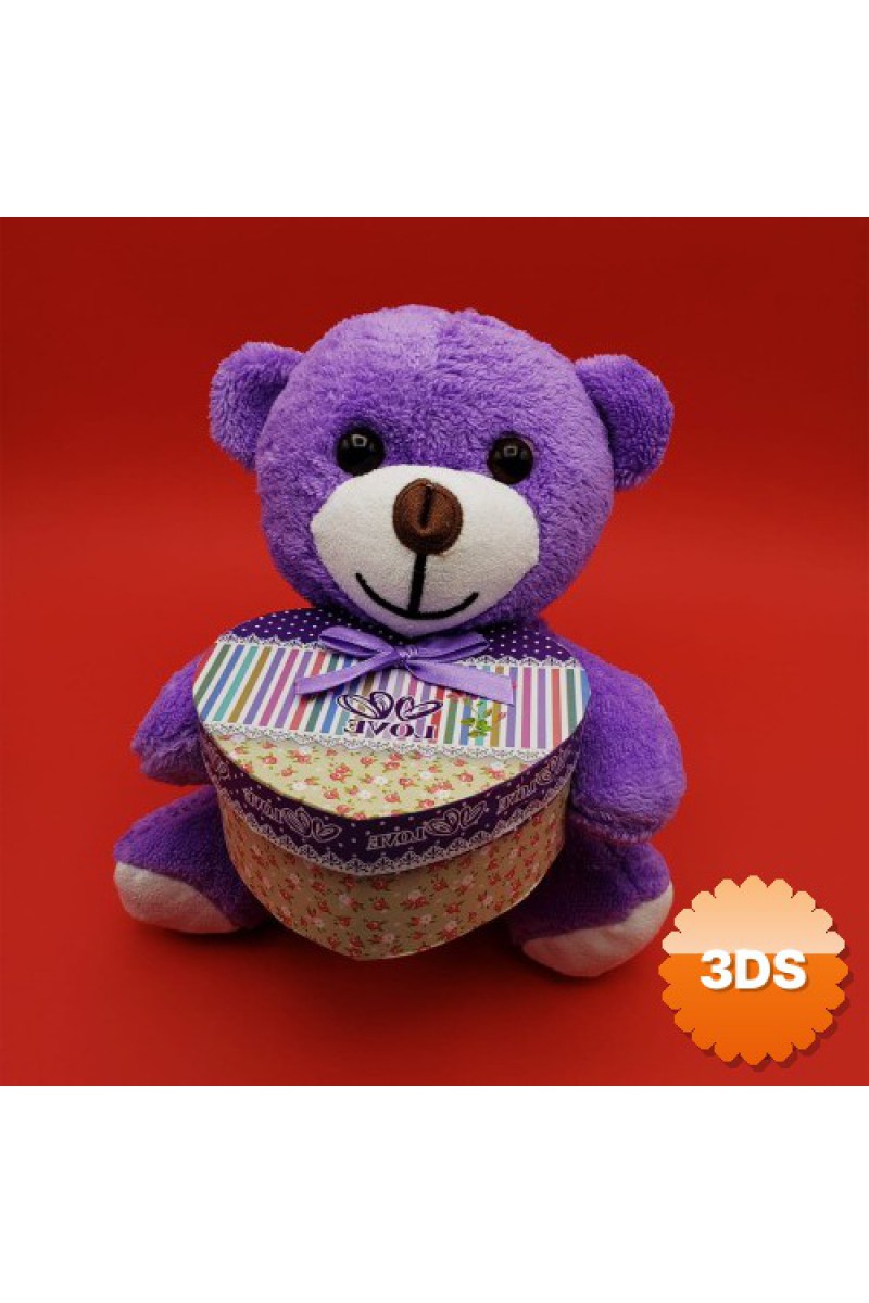Sevimli Kalp Kutulu Peluş Ayıcık