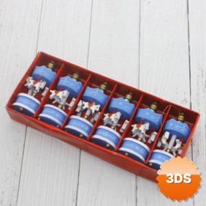 6'lı Mavi Mini Atlı Karınca, 8x3 cm Ahşap El Yapımı