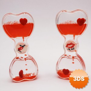 Sıvı Jel Kum Saati, Kalp Tasarımlı 14 cm Dekoratif