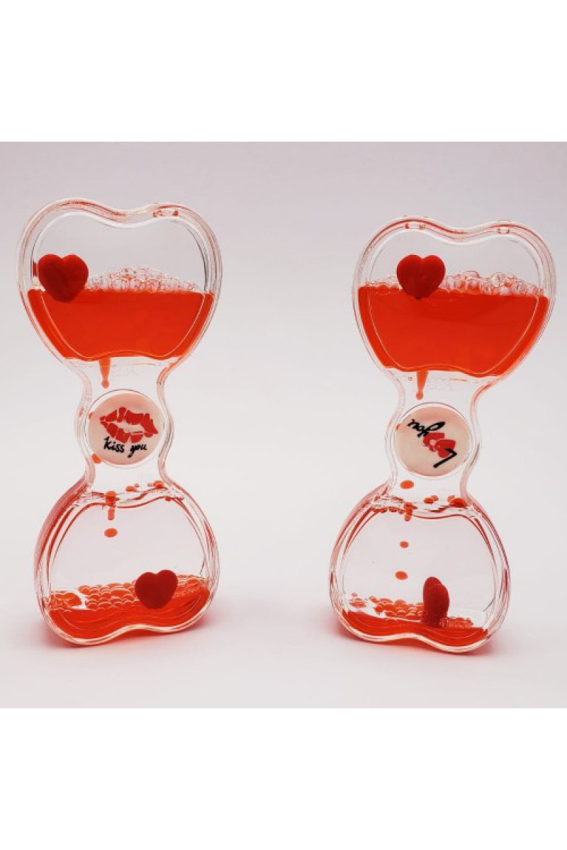 Sıvı Jel Kum Saati, Kalp Tasarımlı 14 cm Dekoratif