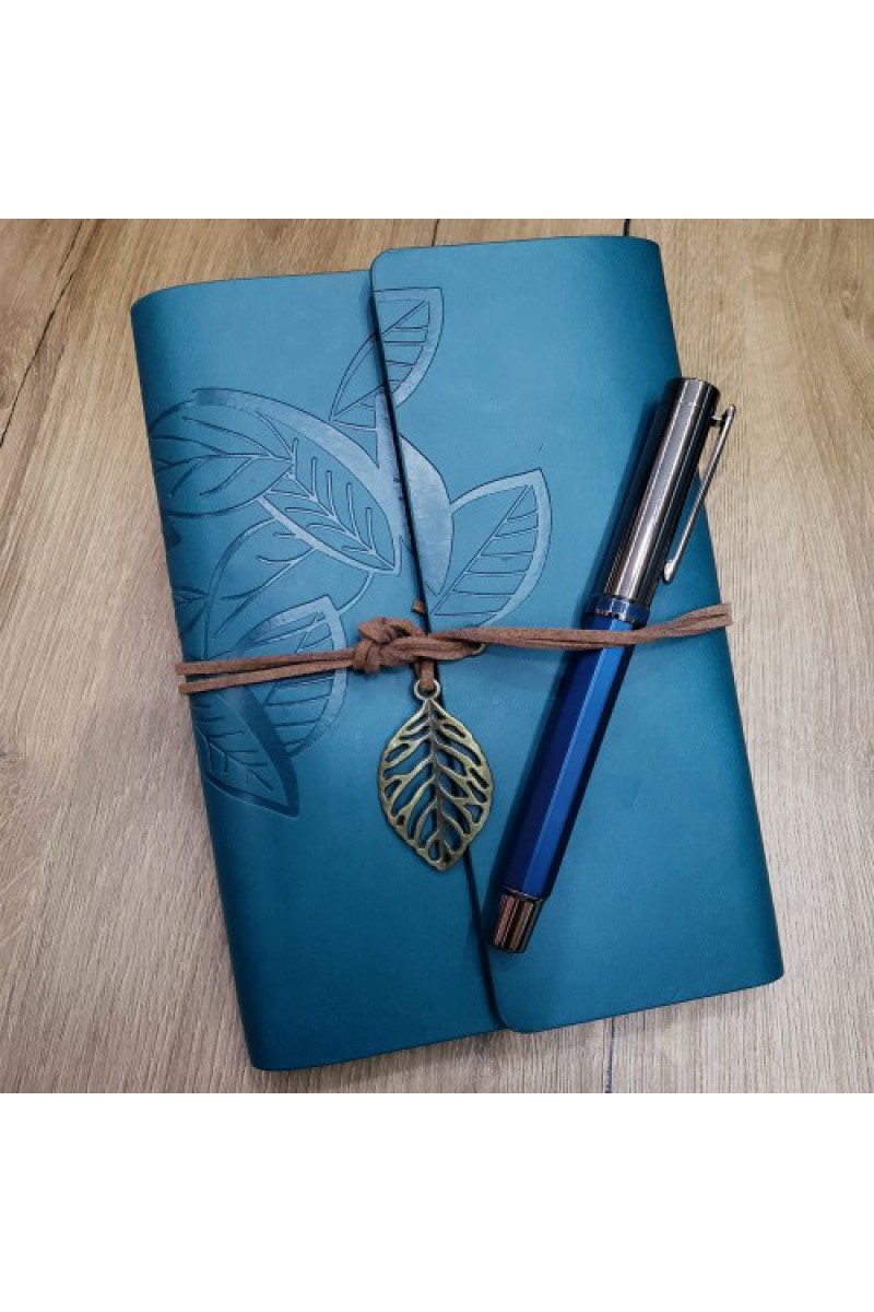 Öğretmenler Günü Hediyesi Yaprak Desenli Defter ve Metal Kalem Seti