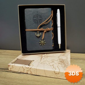 Defter ve Kalem Kutulu Set Pusula Temalı
