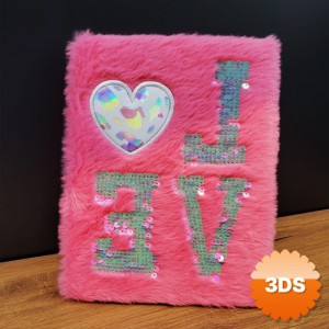 Love Tasarımlı Peluş Kapaklı Defter 21x15 cm