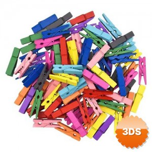 50'li Renkli Ahşap Mandal Seti 3.5 cm