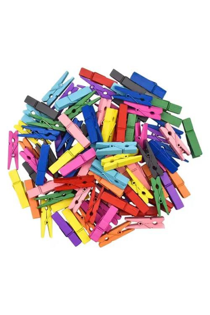 50'li Renkli Ahşap Mandal Seti 3.5 cm