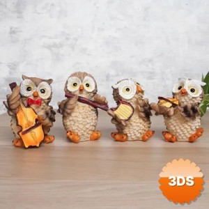 Müzisyen Baykuşlar Biblo Seti 4'lü 9x6x5 cm