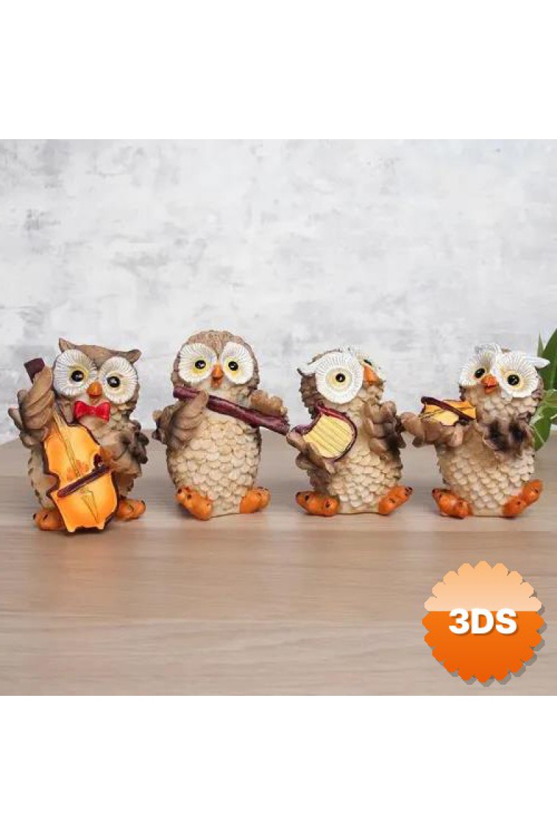 Müzisyen Baykuşlar Biblo Seti 4'lü 9x6x5 cm