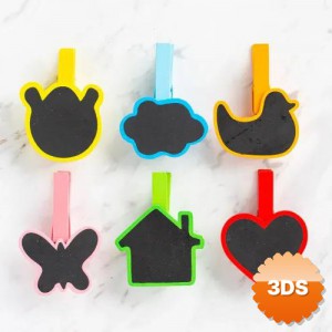 Desenli Notlu Ahşap Mandal, 6'lı Set 10 Paket Toplam 60 Adet