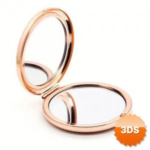 Promosyon Yuvarlak Cep Aynası, Rose Renk Çelik Metal 7x7 cm
