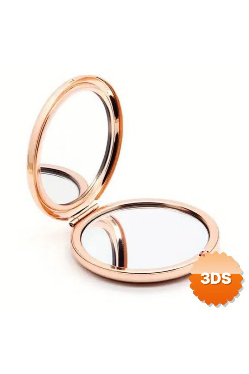 Promosyon Yuvarlak Cep Aynası, Rose Renk Çelik Metal 7x7 cm