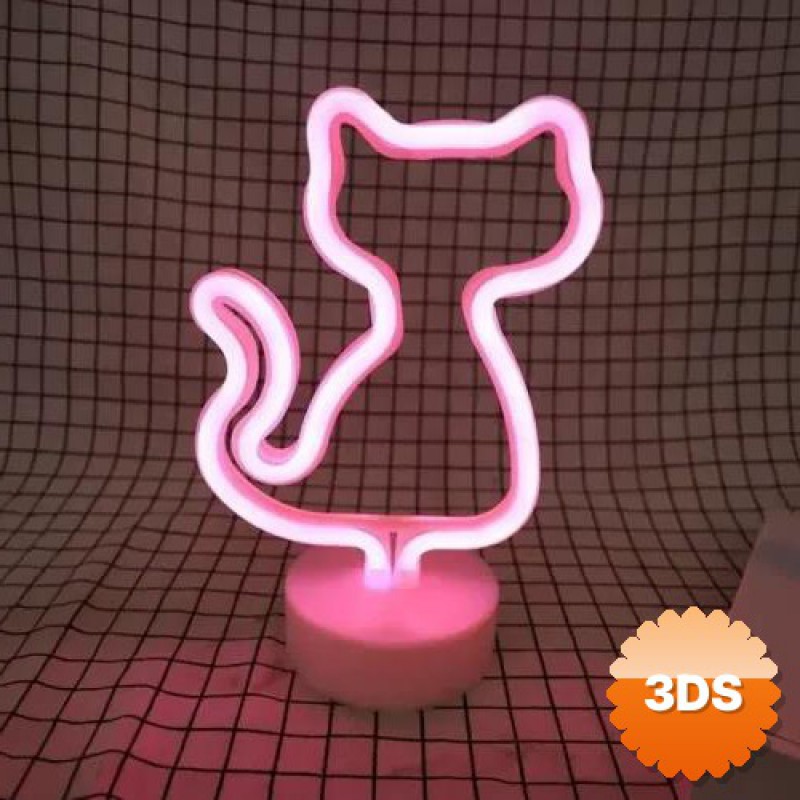 Neon Kedi Lamba Pembe Işık