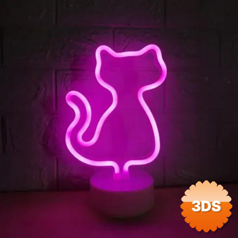 Neon Kedi Lamba Pembe Işık