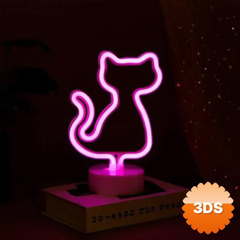Neon Kedi Lamba Pembe Işık