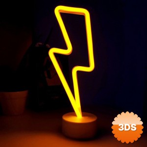 Neon Işıklı Şimşek Lamba USB+Pil