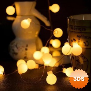 3m 20 LED Beyaz Top Gün Işığı Pilli 2 Kademeli