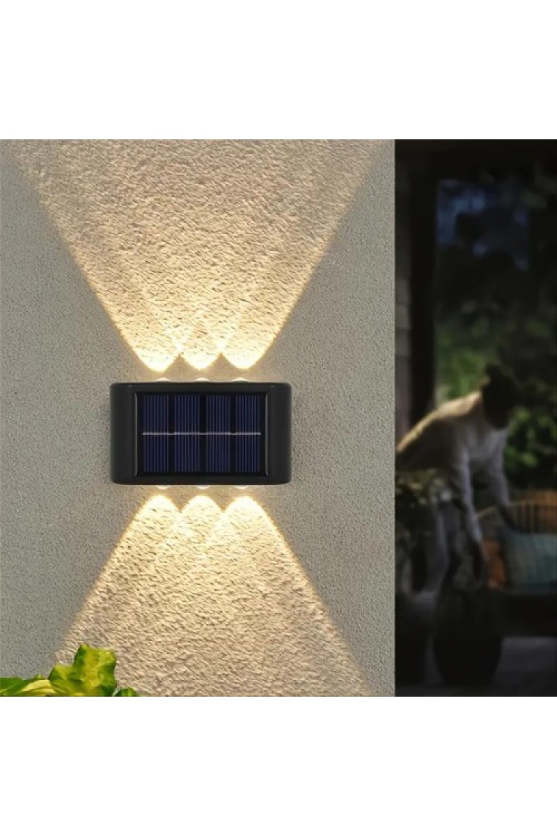 2'li Solar Duvar Aydınlatması, 6 LED Gün Işığı Renkli Bahçe Lambası