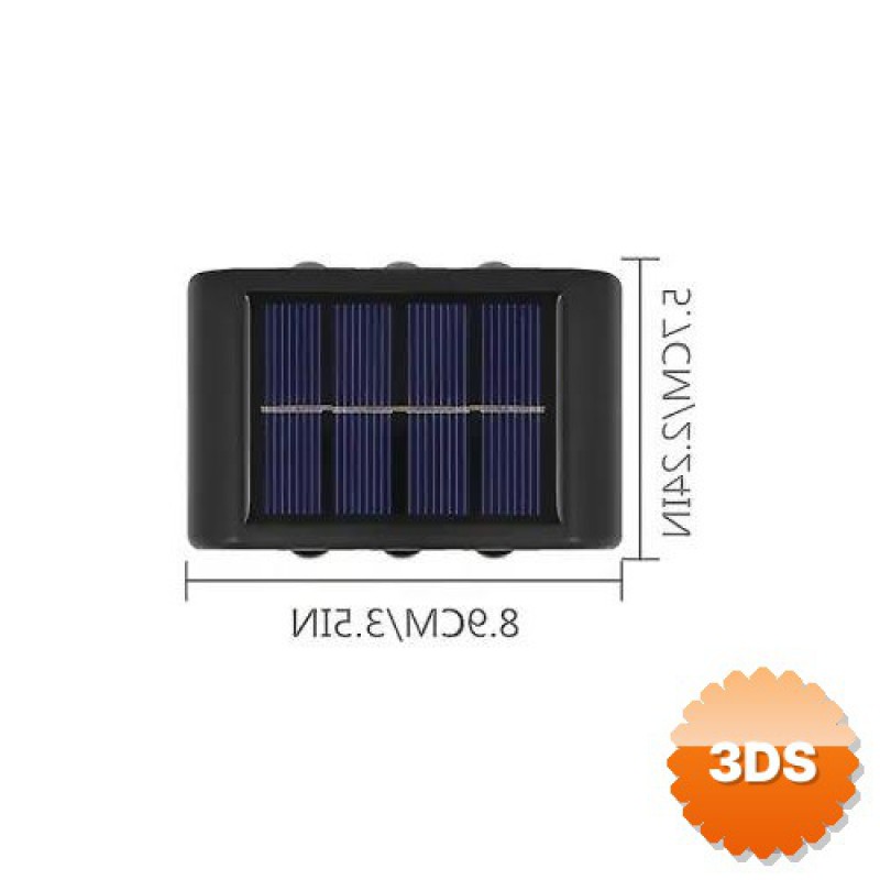 2'li Solar Duvar Aydınlatması, 6 LED Gün Işığı Renkli Bahçe Lambası