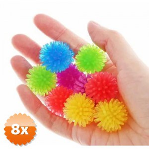 8 Adet Neon Renkli Dikenli Kedi Oyun Topu