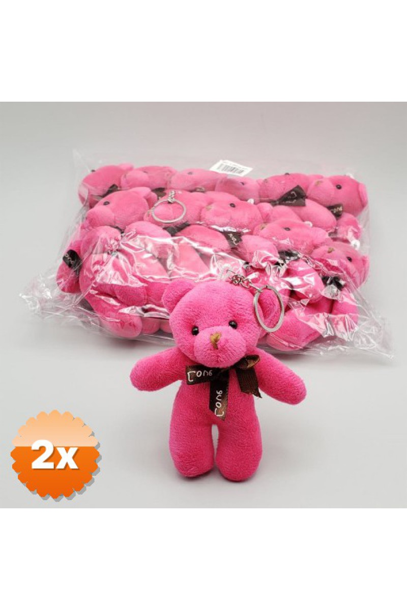 2 Adet Peluş Ayıcık Anahtarlık Pembe 12x6 cm