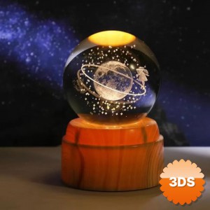 Satürnlü Kız Tasarımlı Dönen Cam Küre