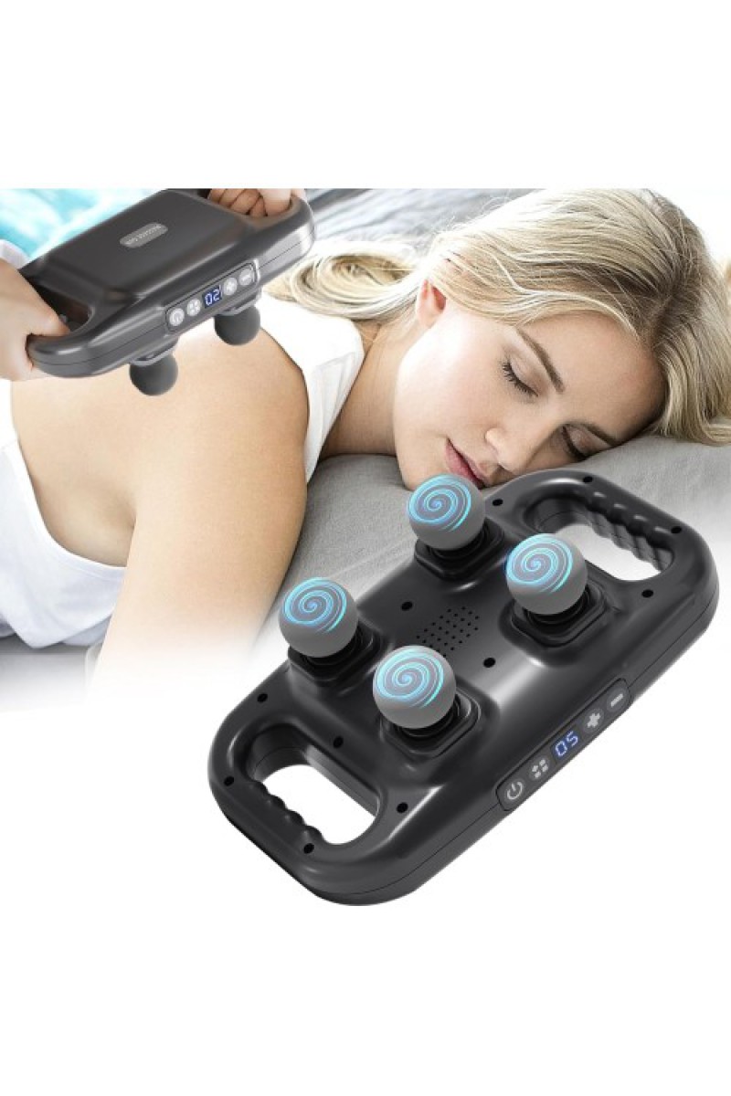 4 Başlıklı Masaj Tabancası Ergonomik Derin Doku Sırt ve Boyun Masaj Aleti Ağrı ve Sızı Giderici