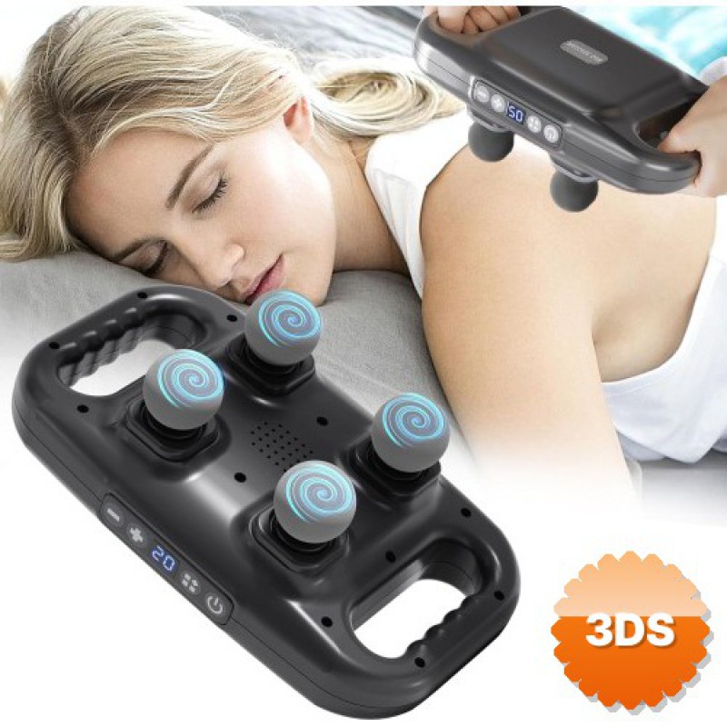 4 Başlıklı Masaj Tabancası Ergonomik Derin Doku Sırt ve Boyun Masaj Aleti Ağrı ve Sızı Giderici
