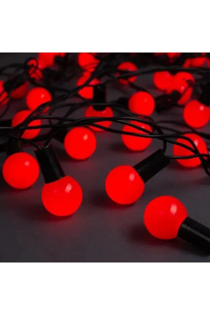 5 Metre 28 LED Mini Top Işık, Kırmızı Fişli Siyah Kablo