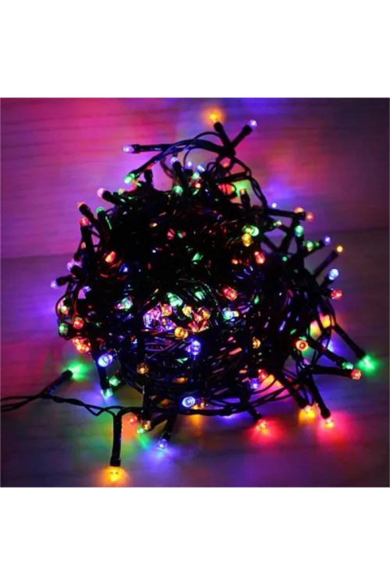10 Metre 100 LED Damla Uçlu RGB Işık, Siyah Kablo