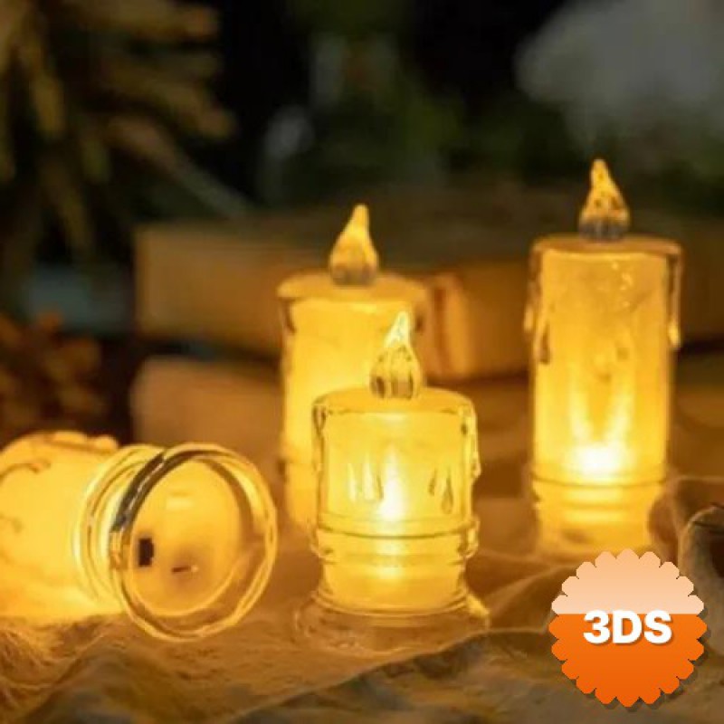 Gerçekçi Titrek Alev Efektli Pilli LED Mum 12'li Paket