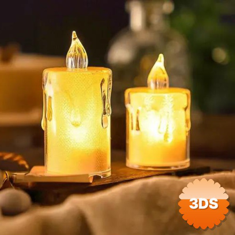 Gerçekçi Titrek Alev Efektli Pilli LED Mum 12'li Paket