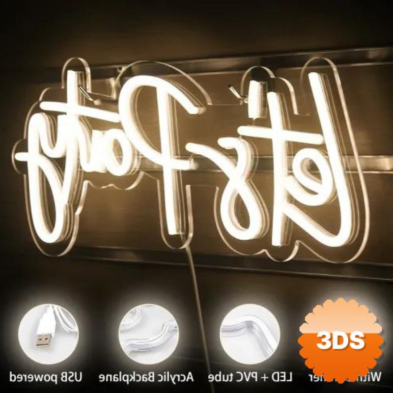 Let's Party Neon LED Tabela 45x19 cm